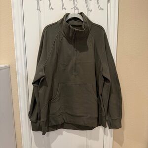 Lululemon Oversized Scuba Half Zip Funnel Neck Long Army Green
